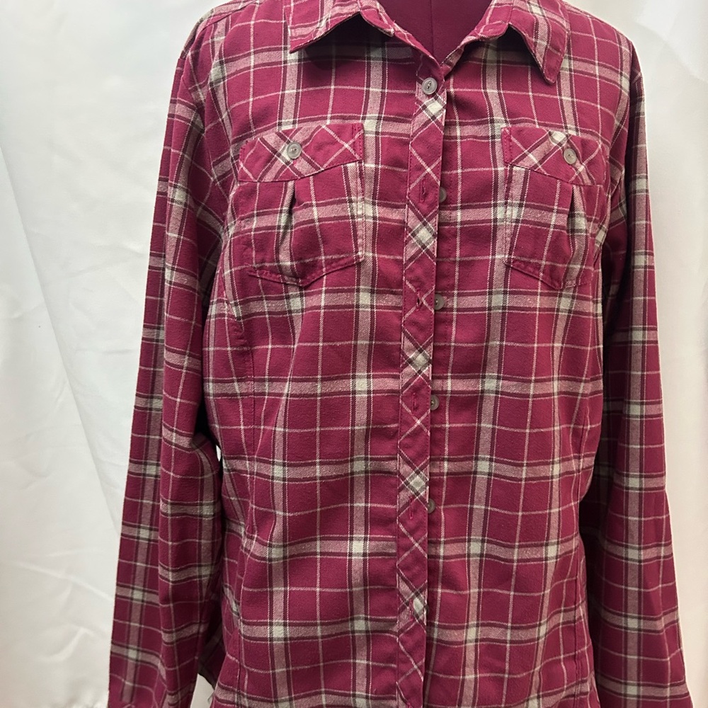 Mountain Hardwear Women's Plaid Button Down Shirt - Red and White